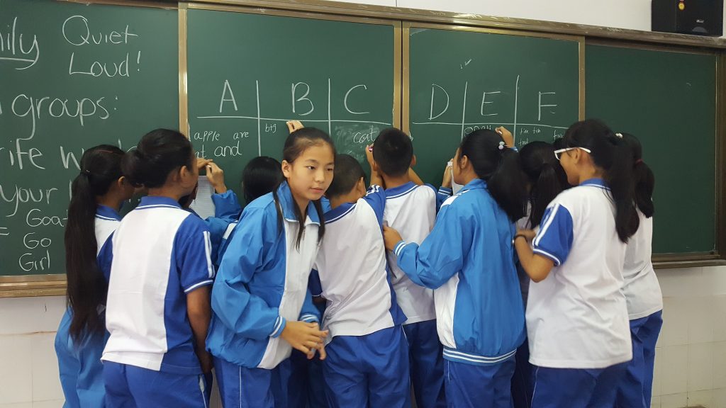Chinese Students Alphabet Lesson Blackboard