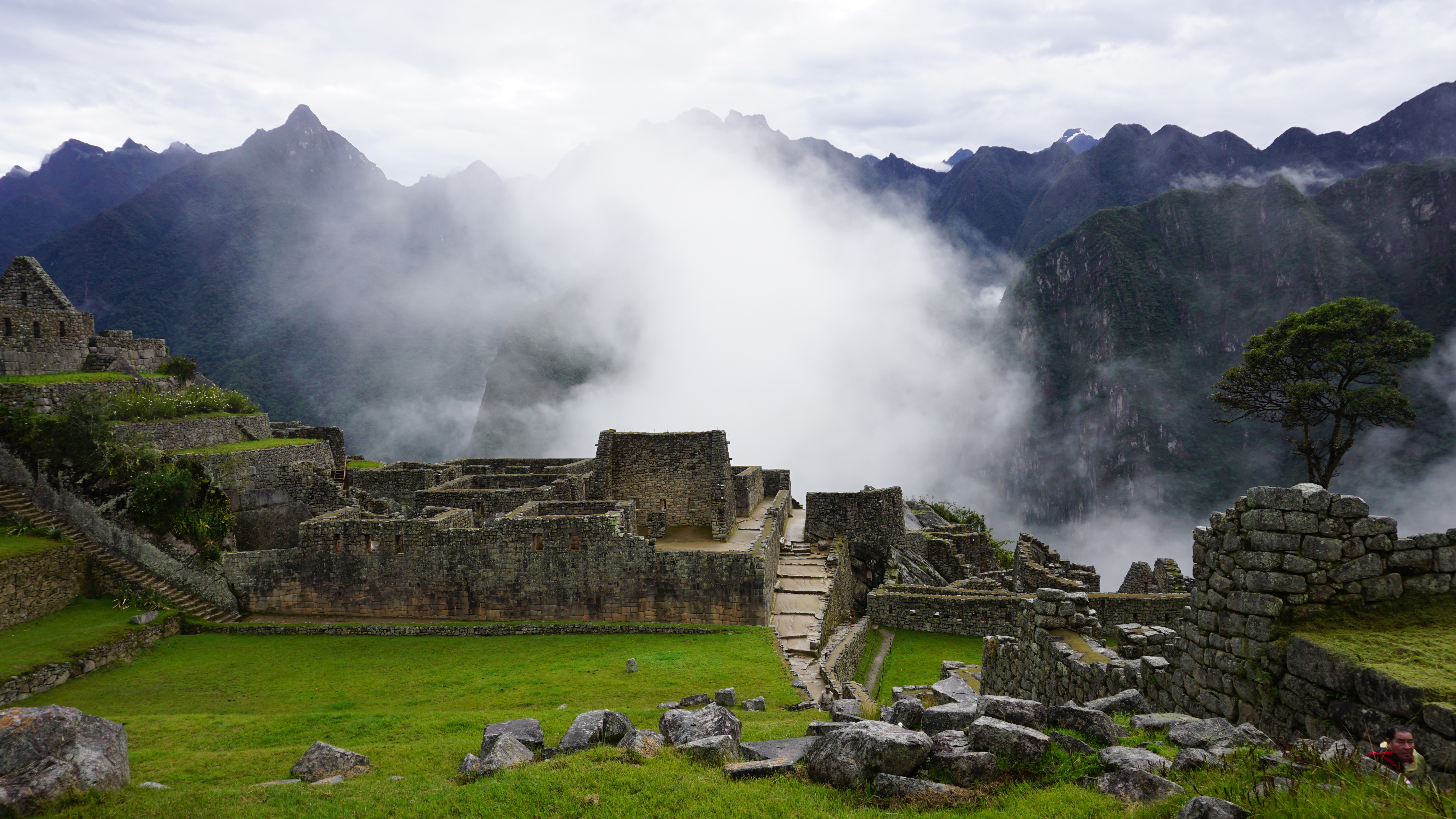 Machu Picchu Peru fog rising over the ruins