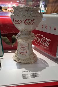 Antique white and red Coca-Cola Ceramic Syrup Urn
